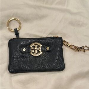 Tory Burch Black Leather Keychain Wallet